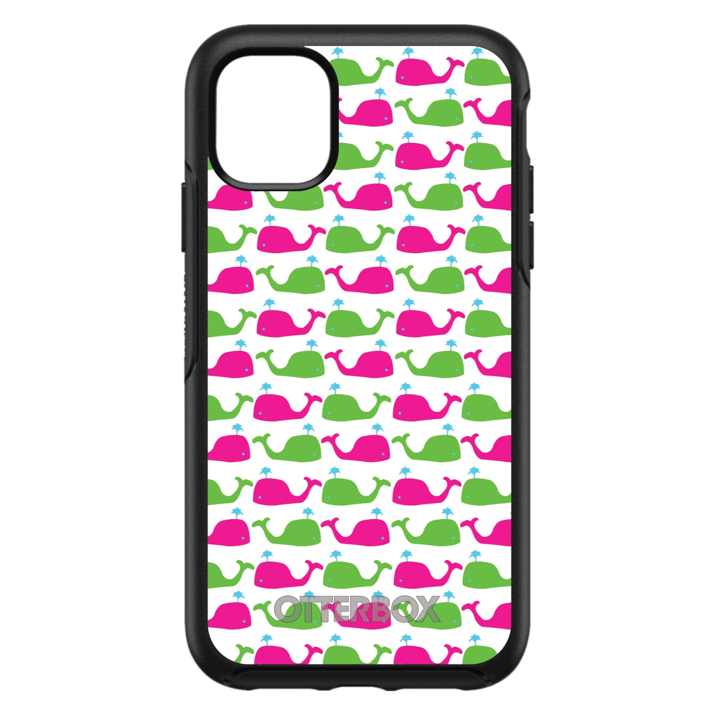 DistinctInk™ OtterBox Symmetry Series Case for Apple iPhone / Samsung Galaxy / Google Pixel - Green Pink Cartoon Whales