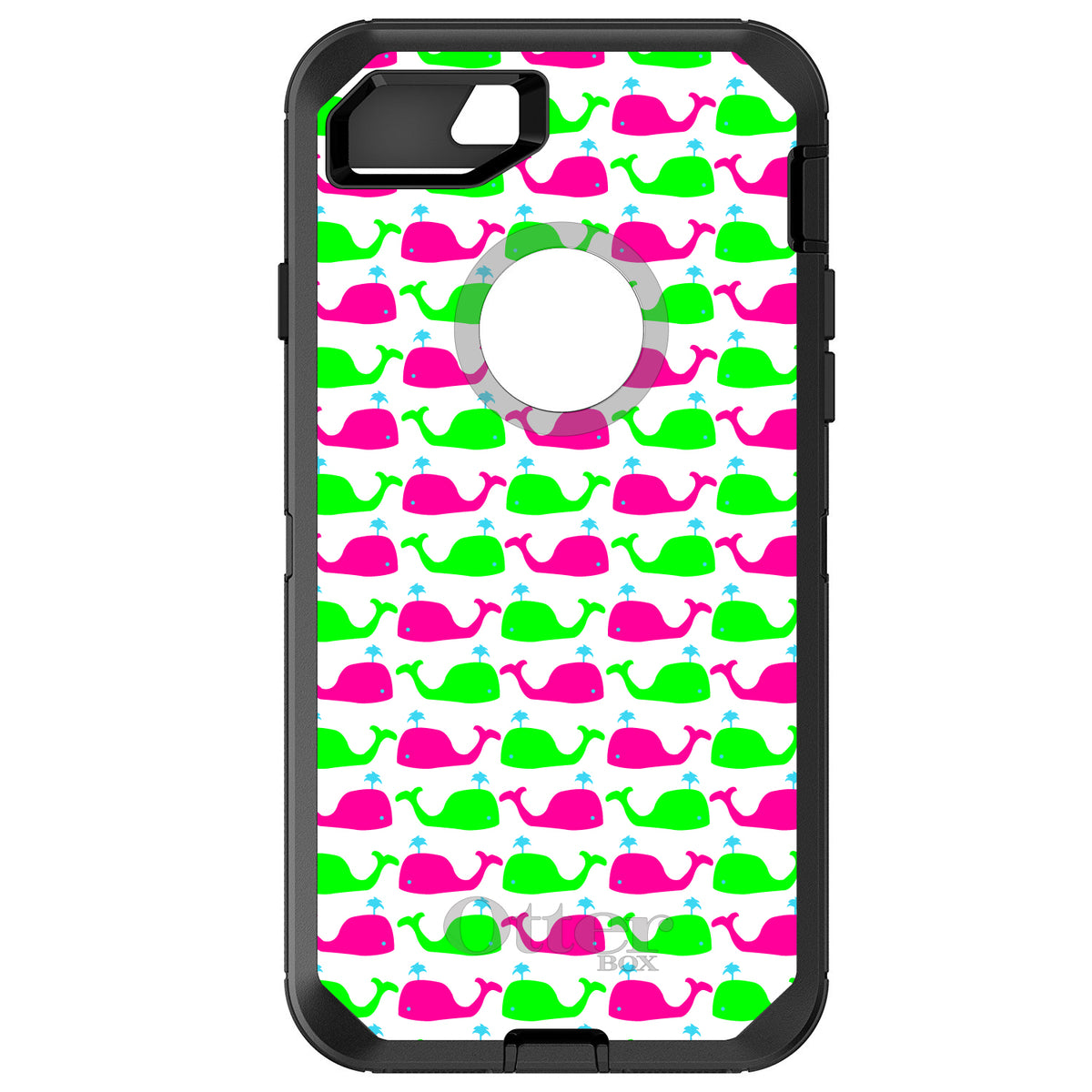 Green Pink Cartoon Whales OtterBox Defender Case for iPhone & Galaxy