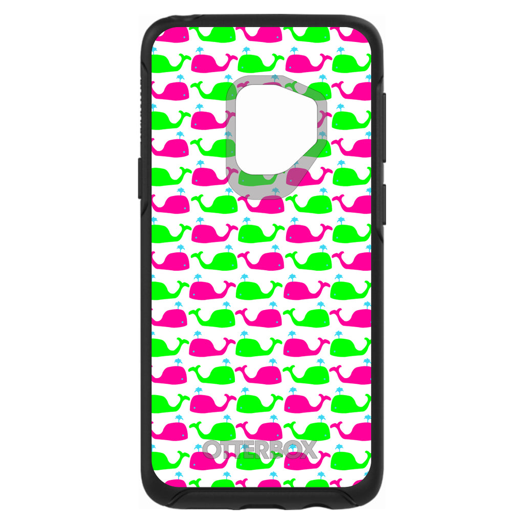 Green Pink Cartoon Whales OtterBox Symmetry Case for iPhone & Galaxy, view 8