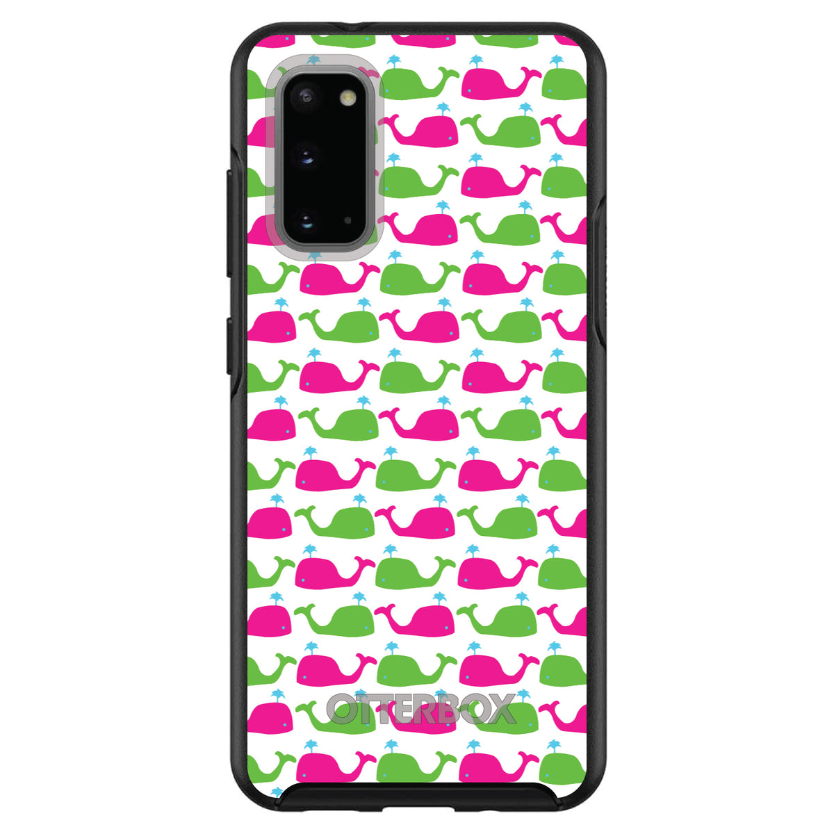 Green Pink Cartoon Whales OtterBox Symmetry Case for iPhone & Galaxy, view 5