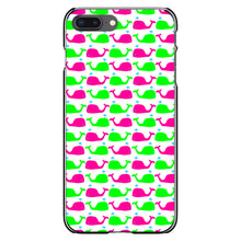 DistinctInk® Hard Plastic Snap-On Case for Apple iPhone or Samsung Galaxy - Green Pink Cartoon Whales