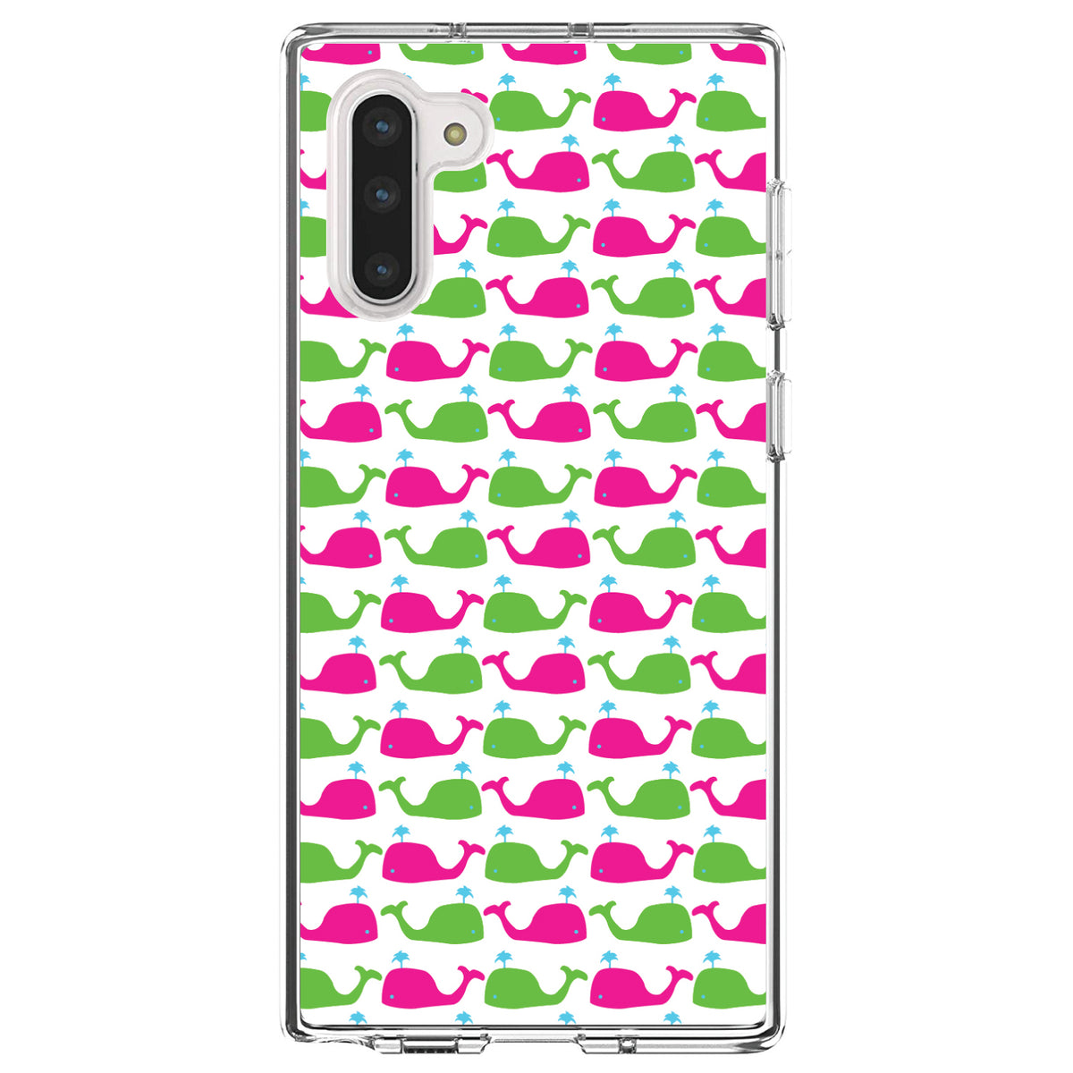 Green Pink Cartoon Whales Clear Shockproof iPhone Case, view 9