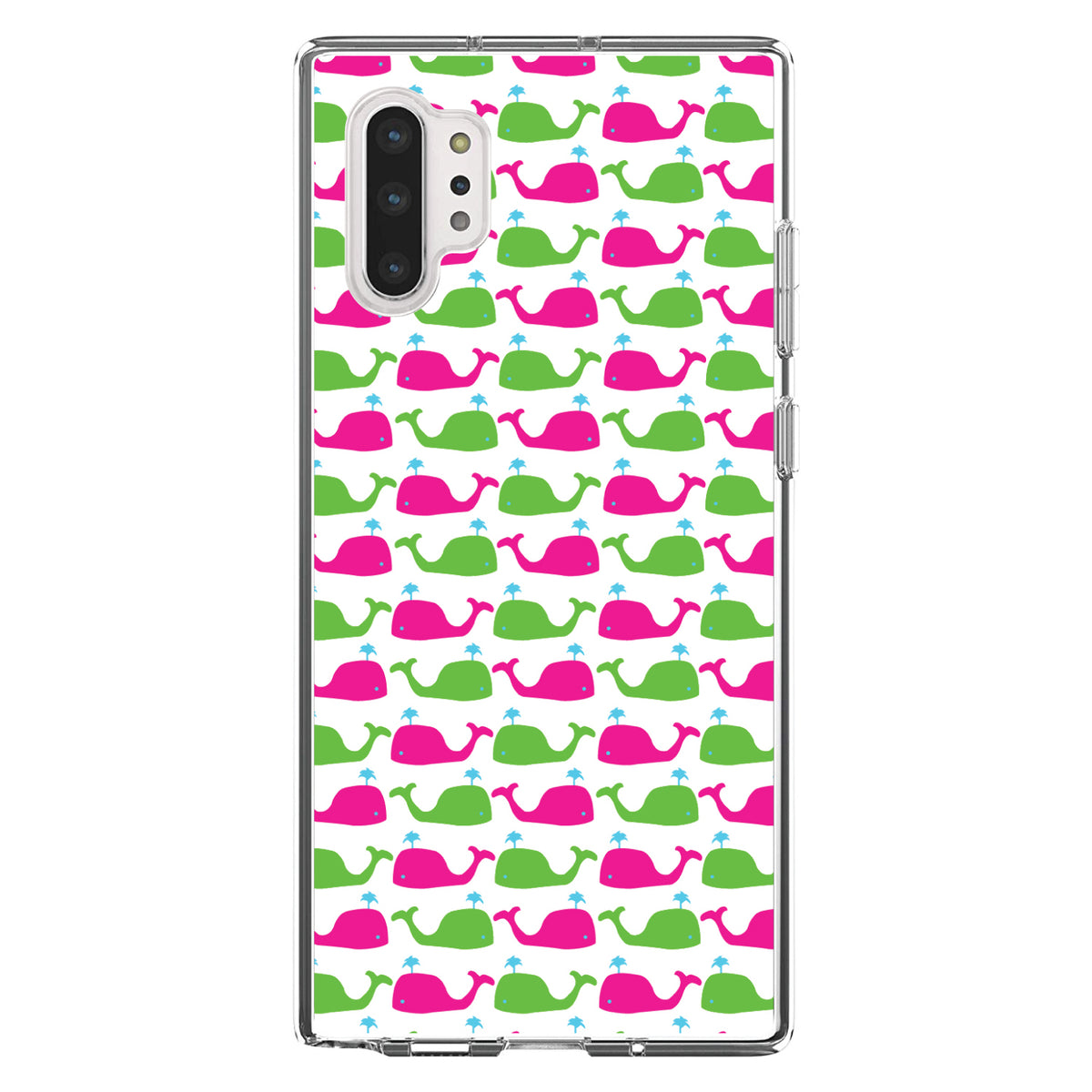Green Pink Cartoon Whales Clear Shockproof iPhone Case, view 10