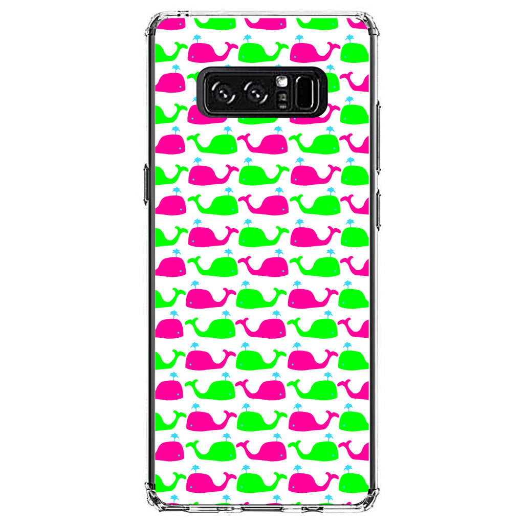 Green Pink Cartoon Whales Clear Shockproof iPhone Case, view 12