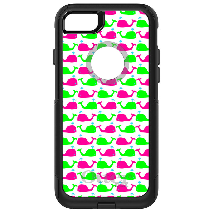 DistinctInk OtterBox Commuter Series Case for Apple iPhone or Samsung Galaxy - Green Pink Cartoon Whales