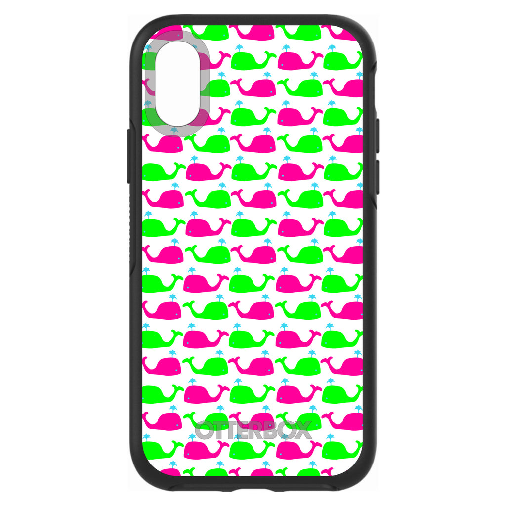 Green Pink Cartoon Whales OtterBox Symmetry Case for iPhone & Galaxy, view 4