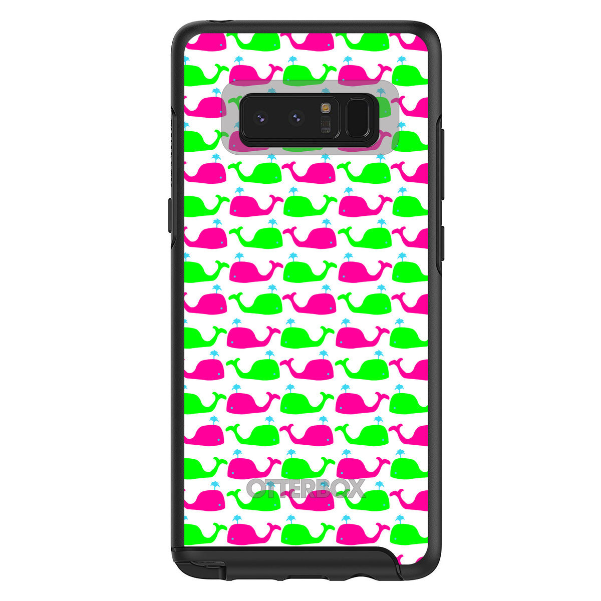 Green Pink Cartoon Whales OtterBox Symmetry Case for iPhone & Galaxy, view 14