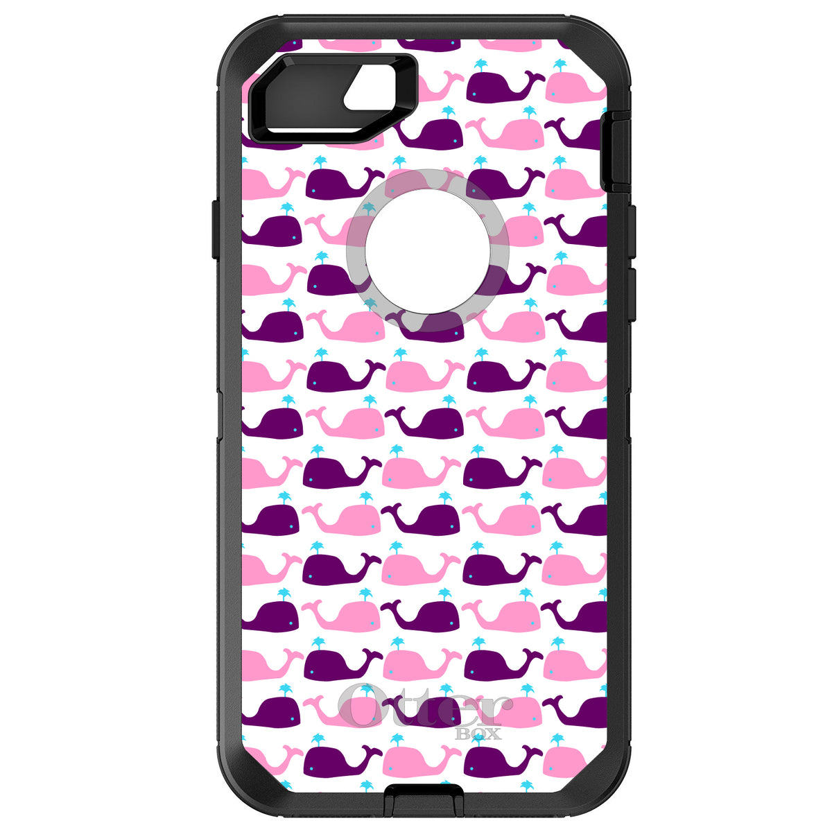 Purple Pink Cartoon Whales OtterBox Defender Case for iPhone & Galaxy