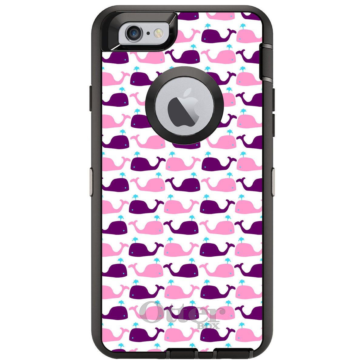 Purple Pink Cartoon Whales OtterBox Defender Case for iPhone & Galaxy, view 4