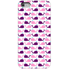 DistinctInk® Hard Plastic Snap-On Case for Apple iPhone or Samsung Galaxy - Purple Pink Cartoon Whales