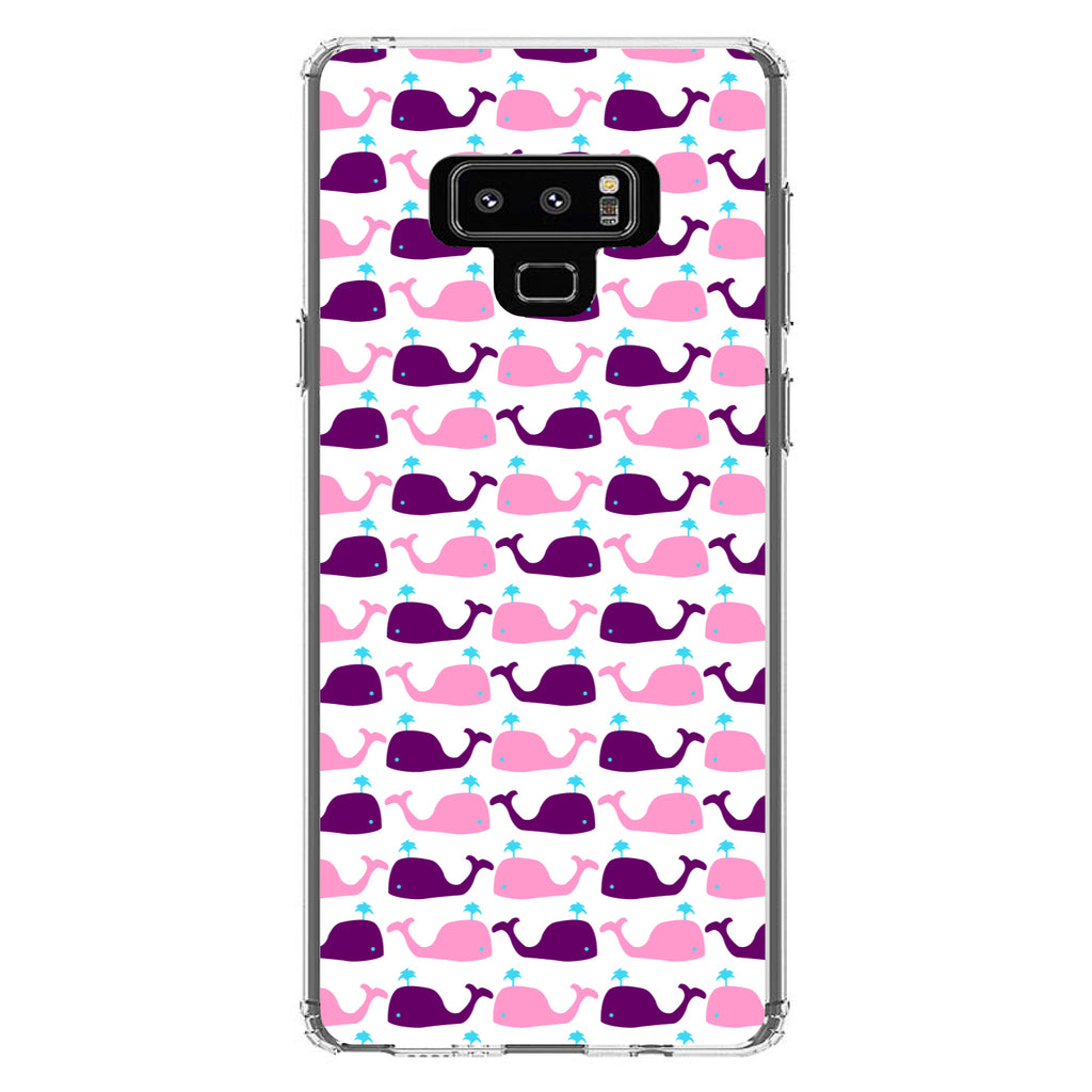 Purple Pink Cartoon Whales Clear Shockproof iPhone Case, view 11