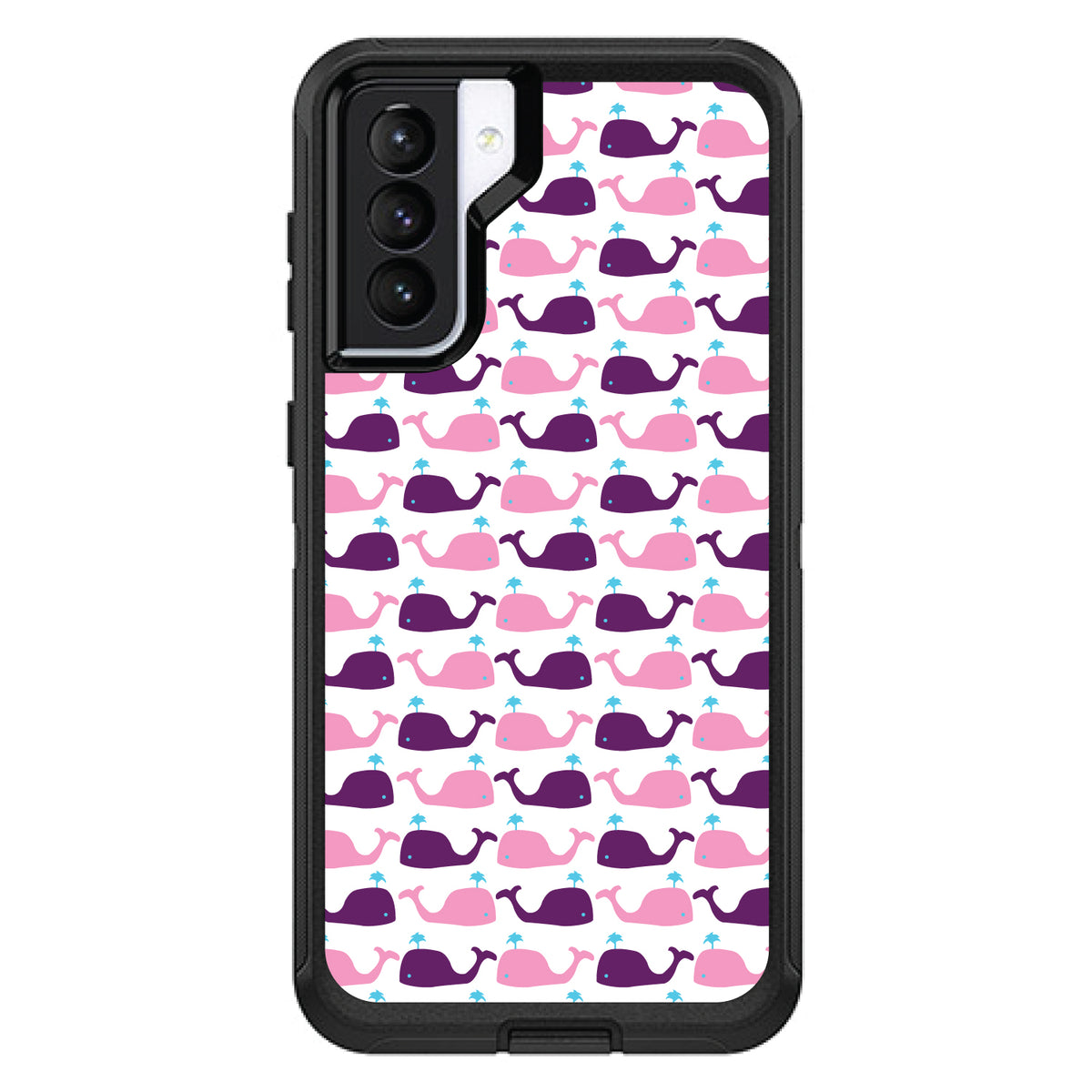 Purple Pink Cartoon Whales OtterBox Defender Case for iPhone & Galaxy, view 5