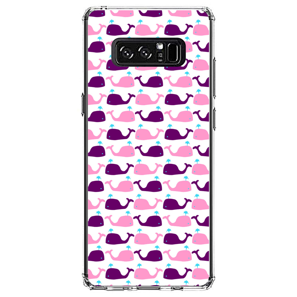 Purple Pink Cartoon Whales Clear Shockproof iPhone Case, view 12