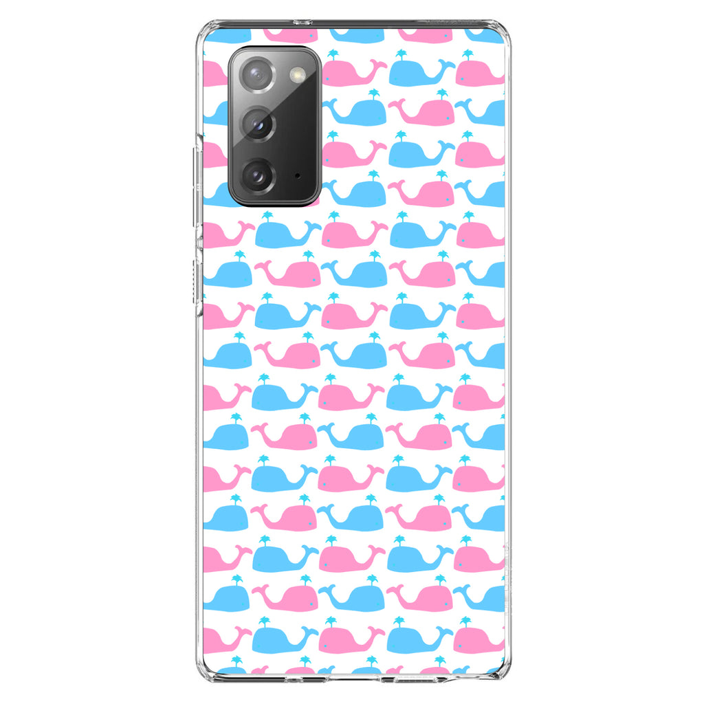 Blue Pink Cartoon Whales Clear Shockproof iPhone Case, view 8