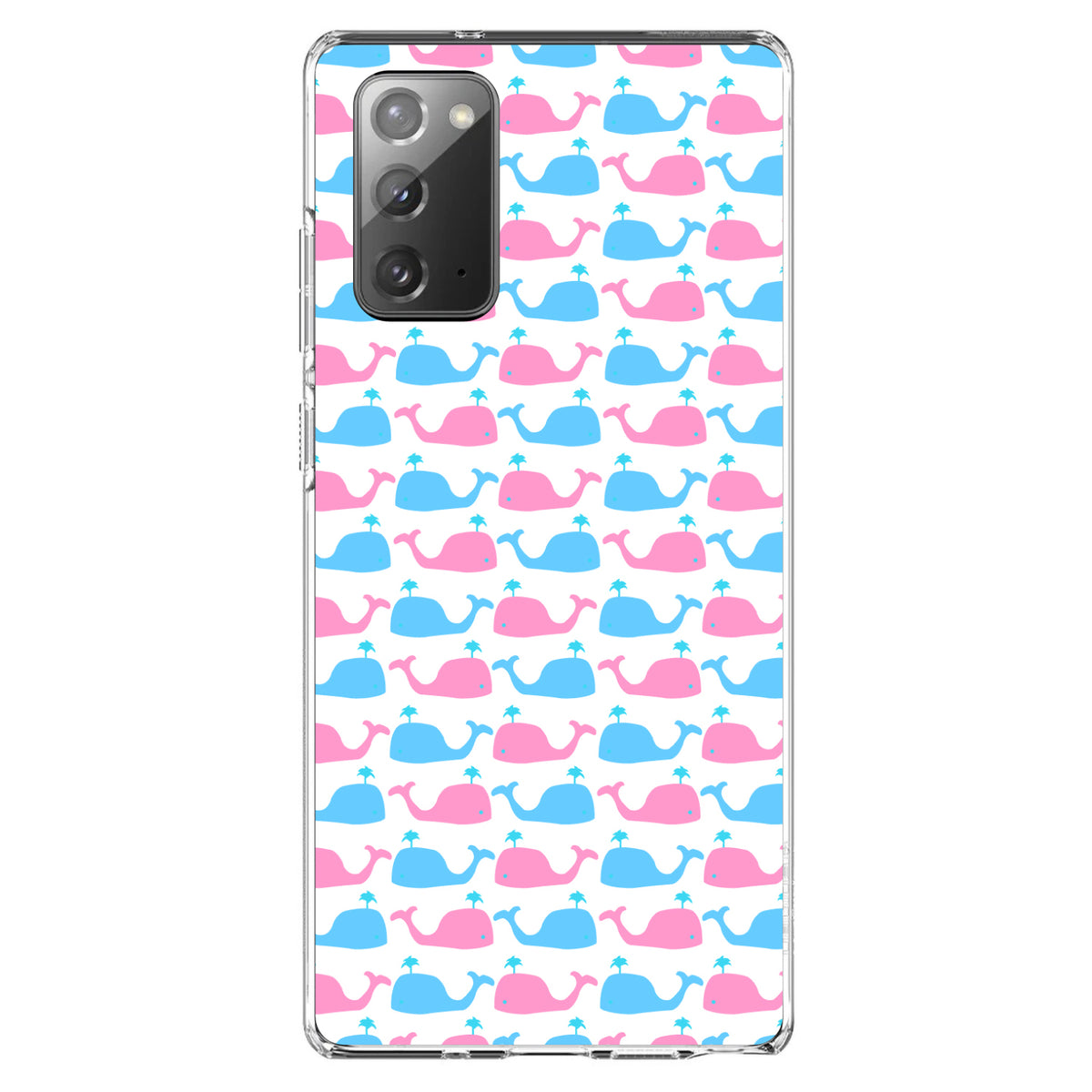 Blue Pink Cartoon Whales Clear Shockproof iPhone Case, view 8