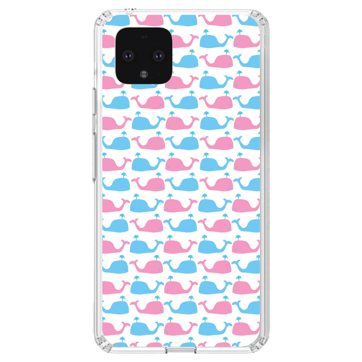 Blue Pink Cartoon Whales Clear Shockproof iPhone Case, view 24