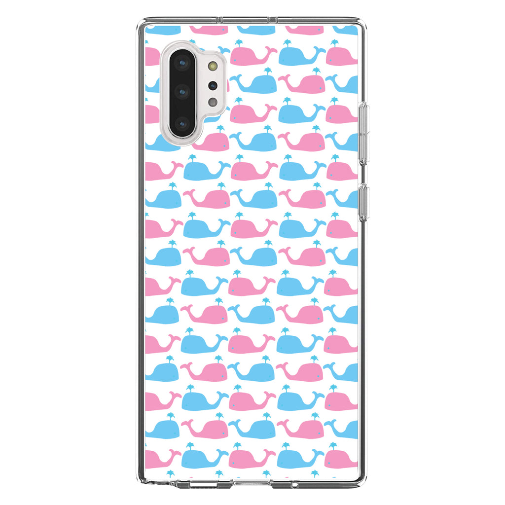Blue Pink Cartoon Whales Clear Shockproof iPhone Case, view 10