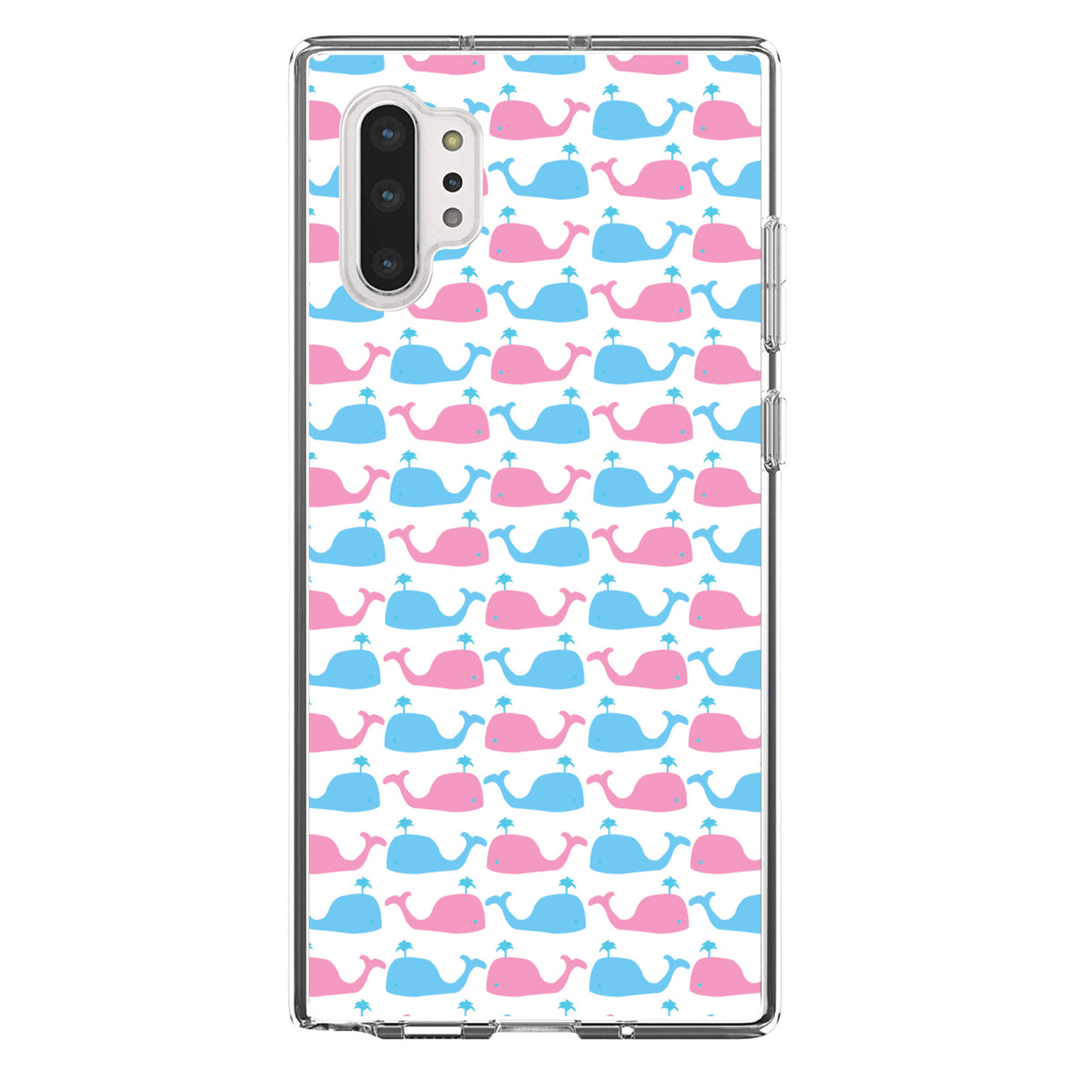 Blue Pink Cartoon Whales Clear Shockproof iPhone Case, view 10
