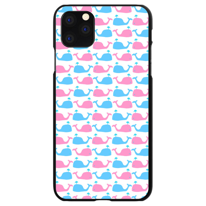 DistinctInk® Hard Plastic Snap-On Case for Apple iPhone or Samsung Galaxy - Blue Pink Cartoon Whales