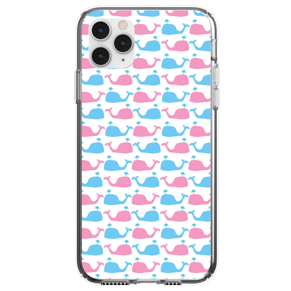 Blue Pink Cartoon Whales Clear Shockproof iPhone Case