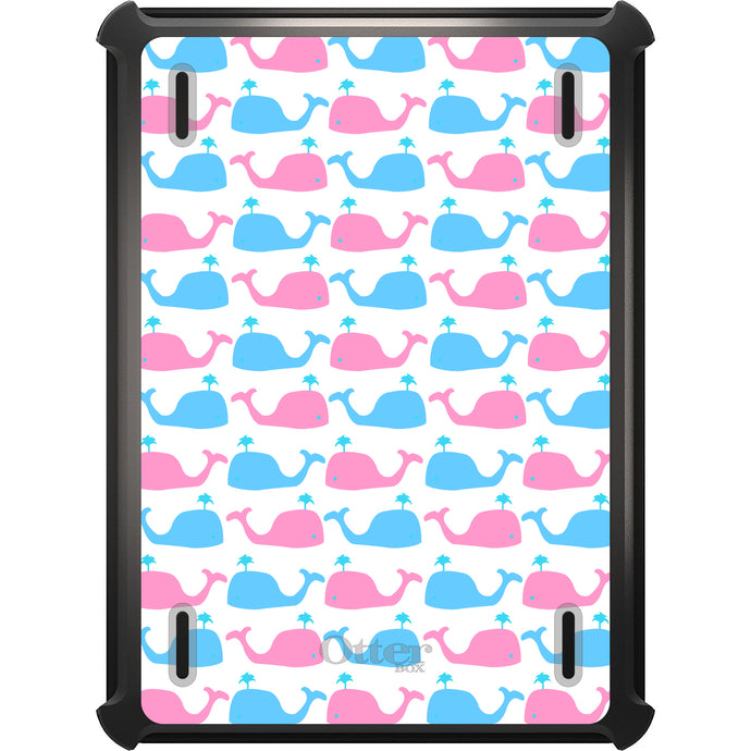 DistinctInk™ OtterBox Defender Series Case for Apple iPad / iPad Pro / iPad Air / iPad Mini - Blue Pink Cartoon Whales