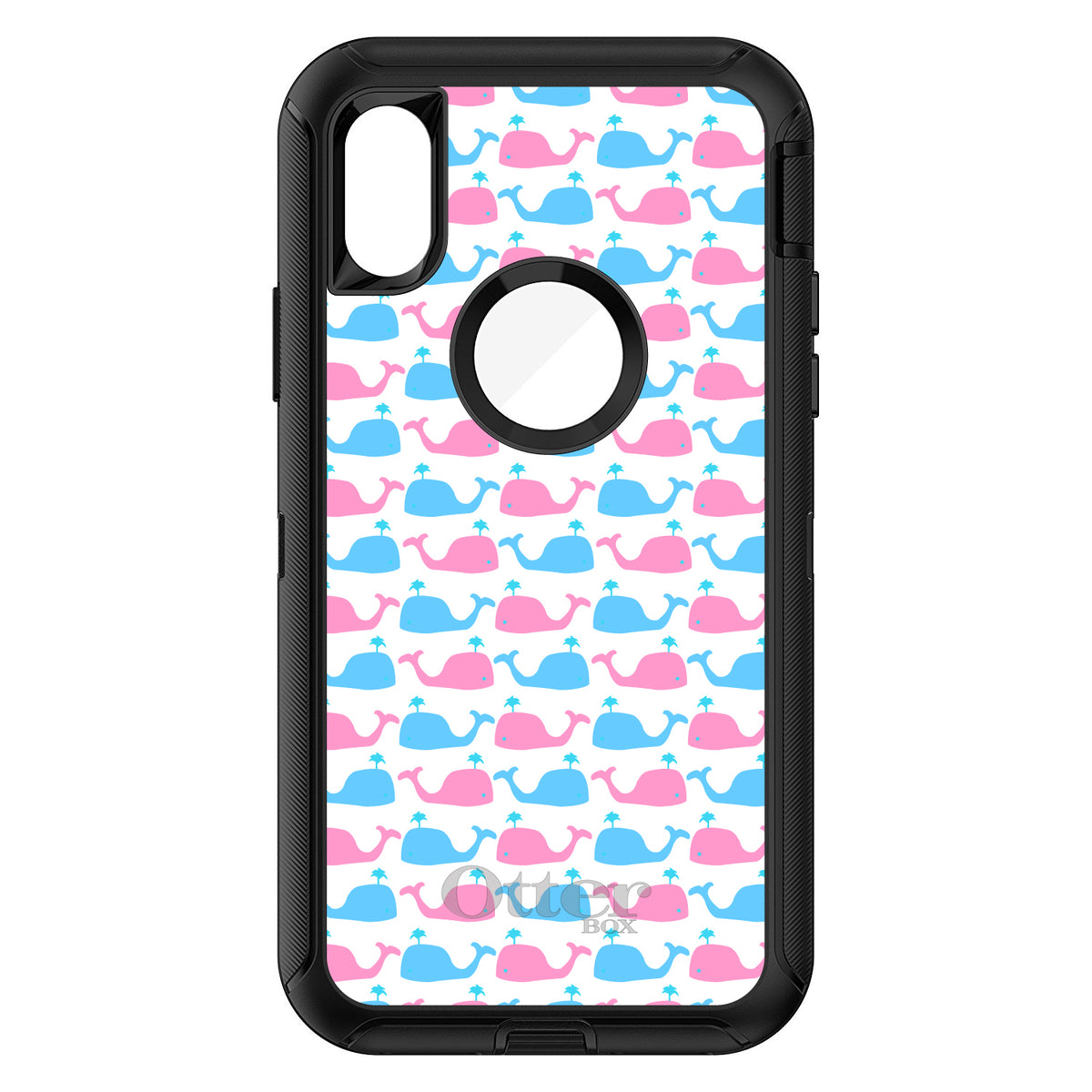 Blue Pink Cartoon Whales OtterBox Defender Case for iPhone & Galaxy, view 3