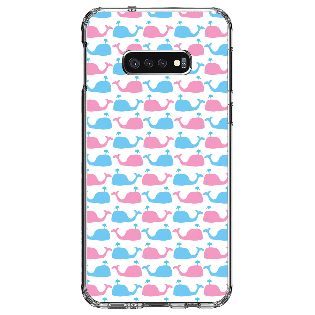 Blue Pink Cartoon Whales Clear Shockproof iPhone Case, view 18