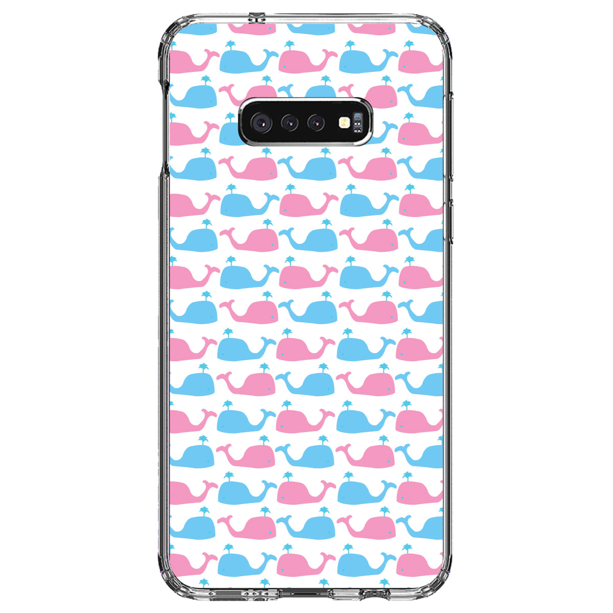 Blue Pink Cartoon Whales Clear Shockproof iPhone Case, view 18