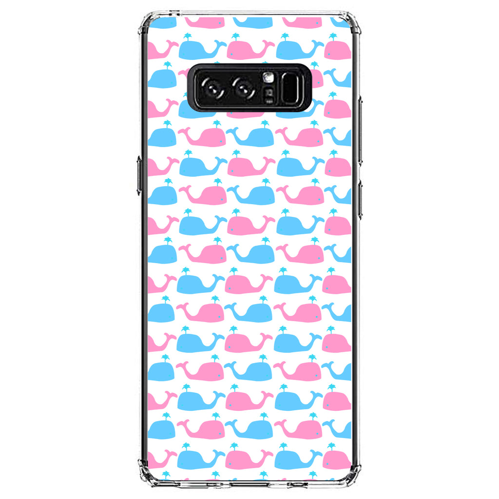 Blue Pink Cartoon Whales Clear Shockproof iPhone Case, view 12