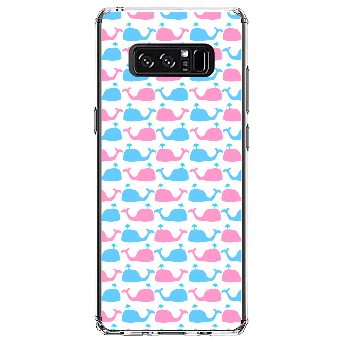 Blue Pink Cartoon Whales Clear Shockproof iPhone Case, view 12