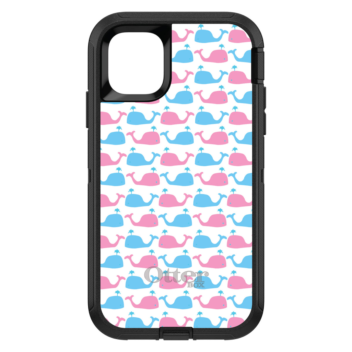 Blue Pink Cartoon Whales OtterBox Defender Case for iPhone & Galaxy, view 2