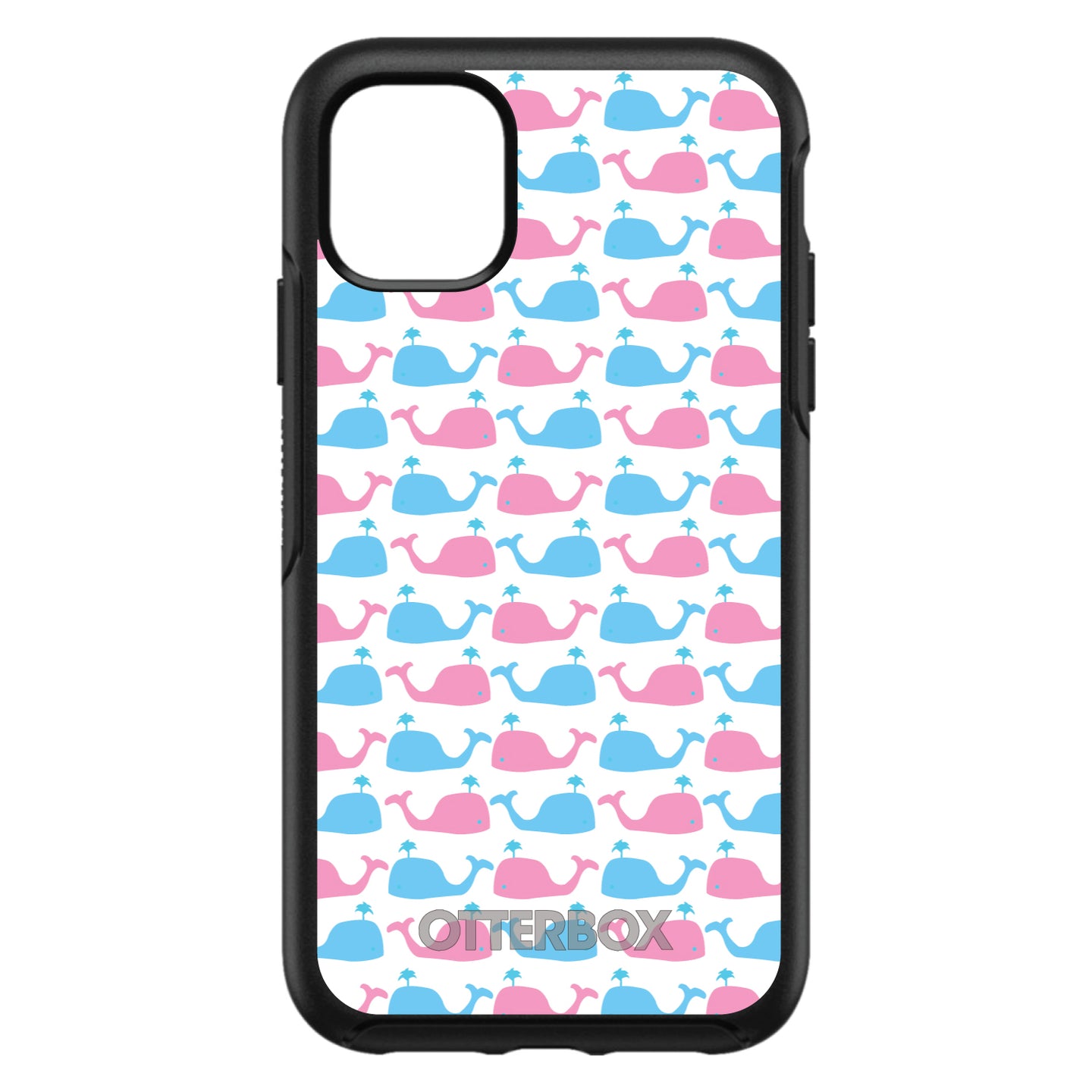 DistinctInk™ OtterBox Symmetry Series Case for Apple iPhone / Samsung Galaxy / Google Pixel - Blue Pink Cartoon Whales