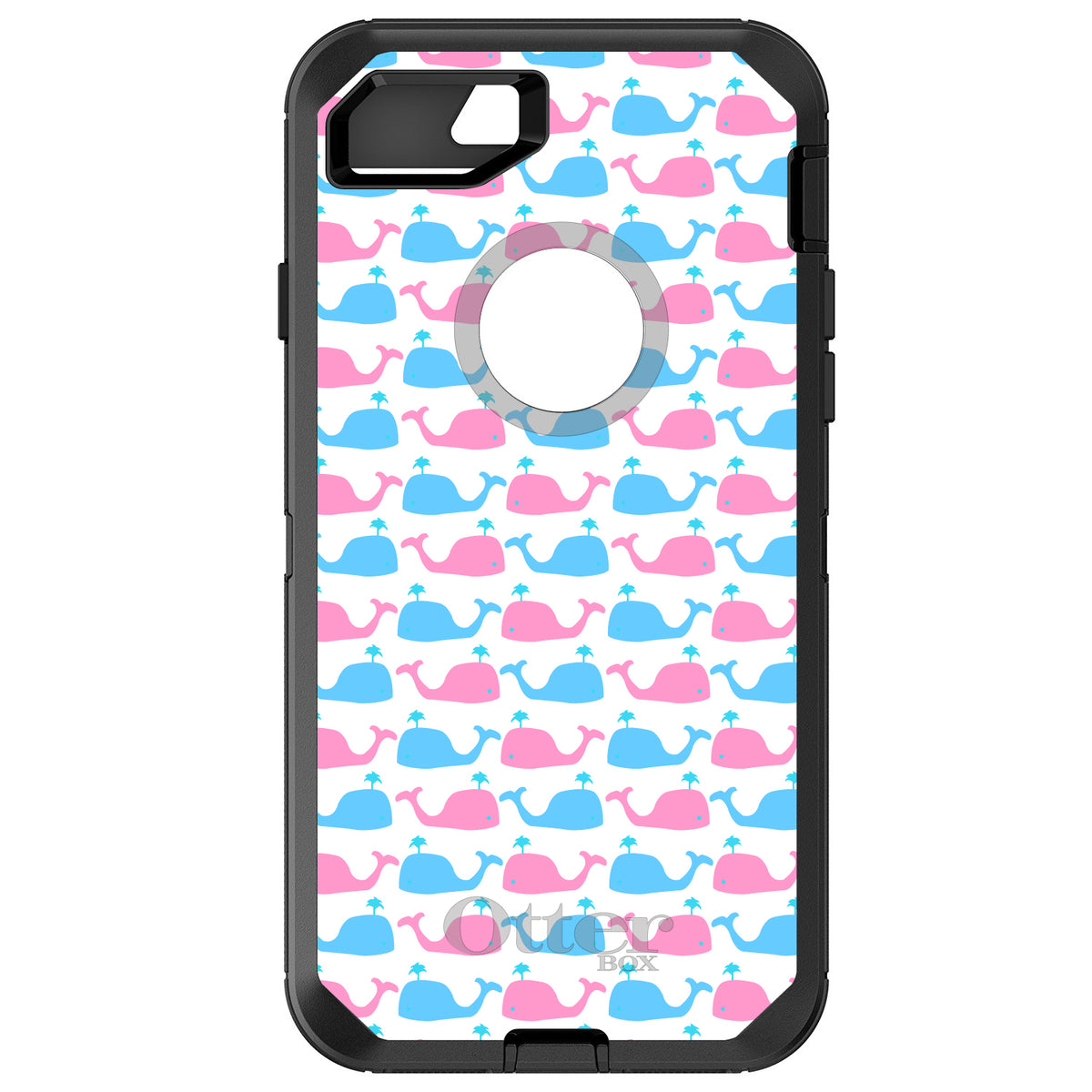 Blue Pink Cartoon Whales OtterBox Defender Case for iPhone & Galaxy