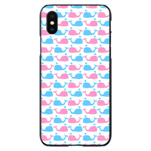 DistinctInk® Hard Plastic Snap-On Case for Apple iPhone or Samsung Galaxy - Blue Pink Cartoon Whales