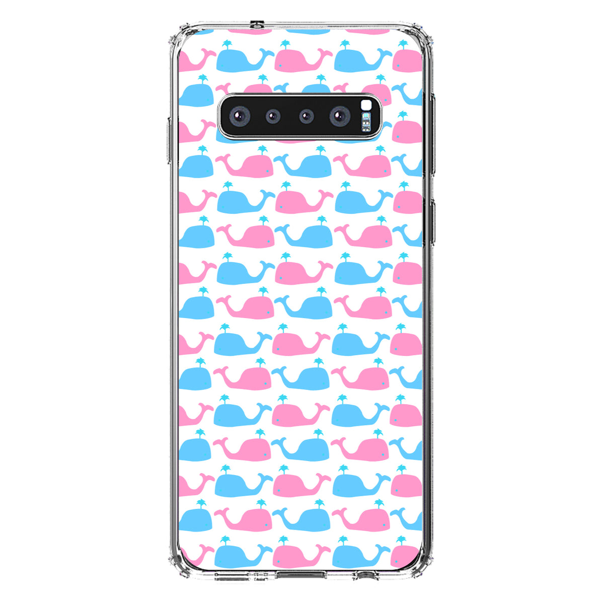 Blue Pink Cartoon Whales Clear Shockproof iPhone Case, view 16