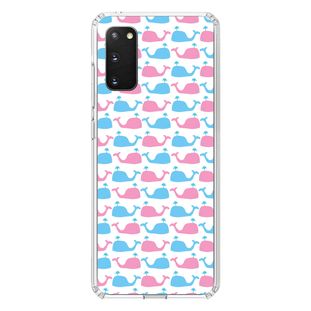 Blue Pink Cartoon Whales Clear Shockproof iPhone Case, view 13