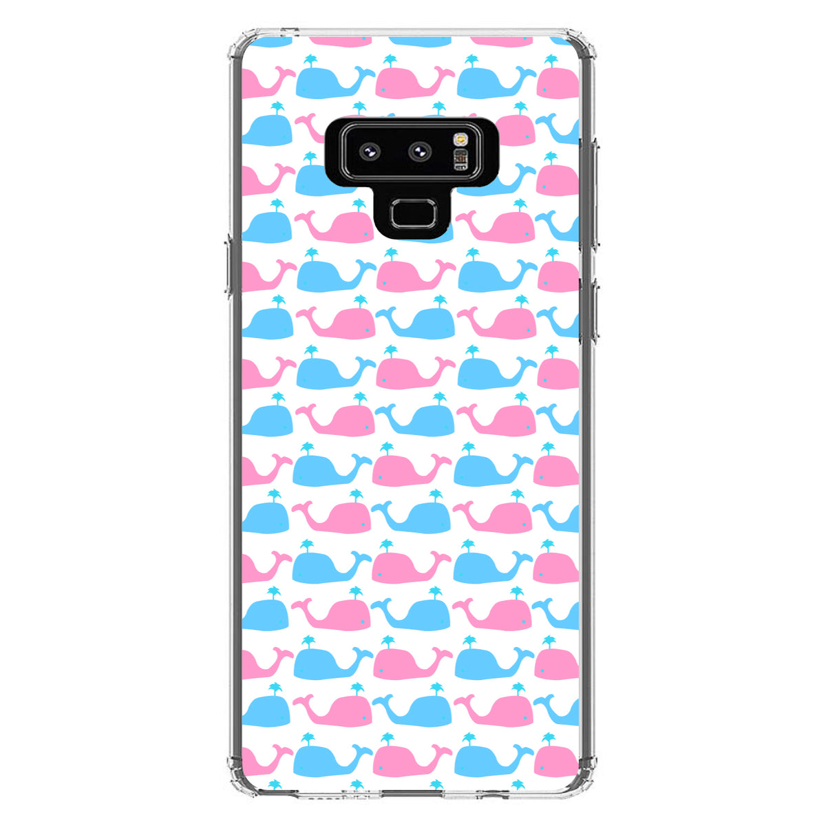 Blue Pink Cartoon Whales Clear Shockproof iPhone Case, view 11