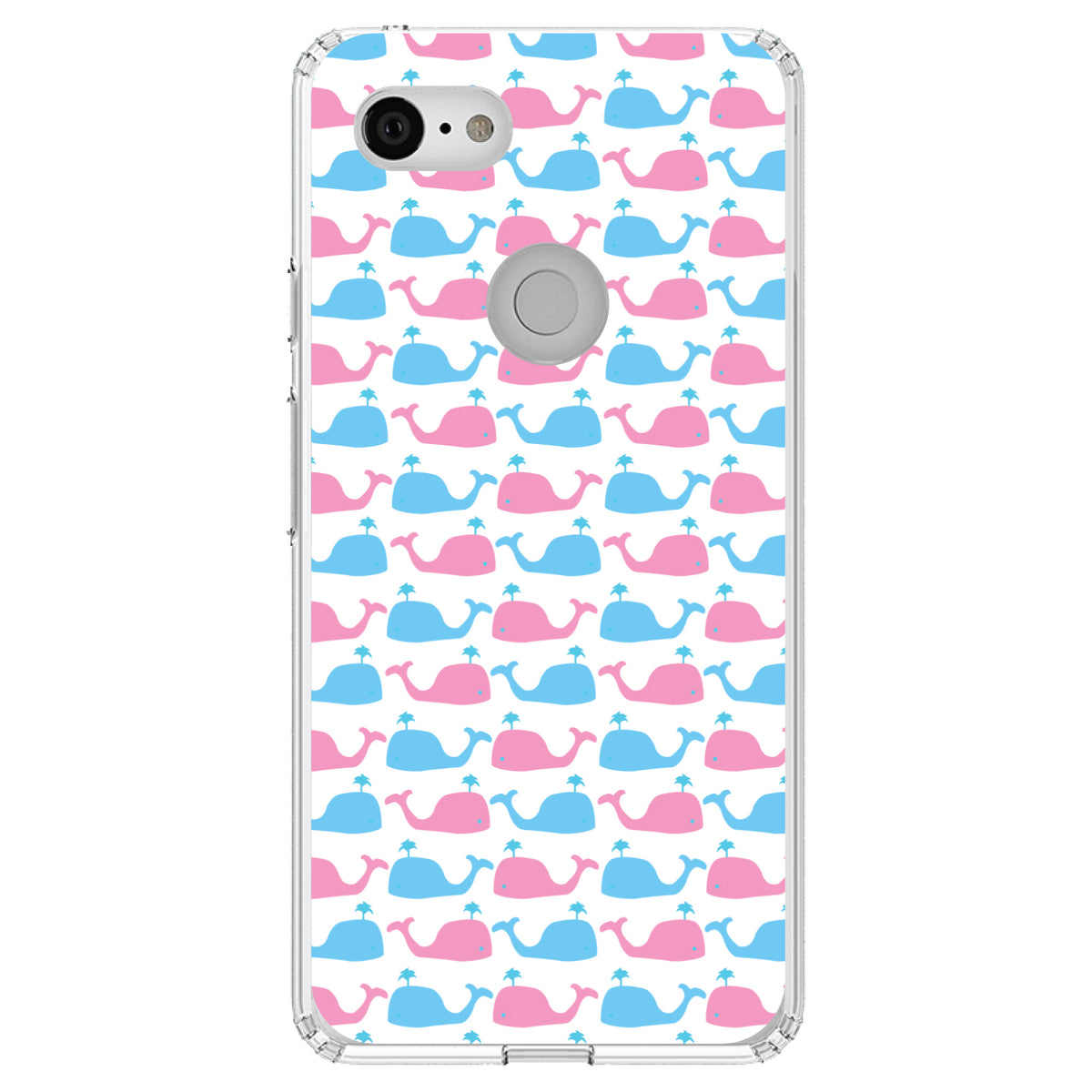 Blue Pink Cartoon Whales Clear Shockproof iPhone Case, view 21