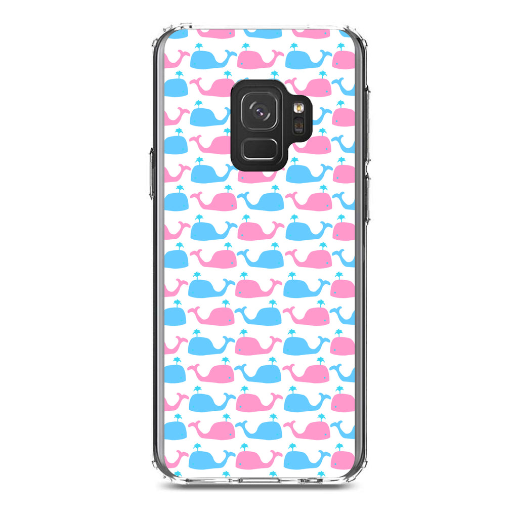 Blue Pink Cartoon Whales Clear Shockproof iPhone Case, view 19