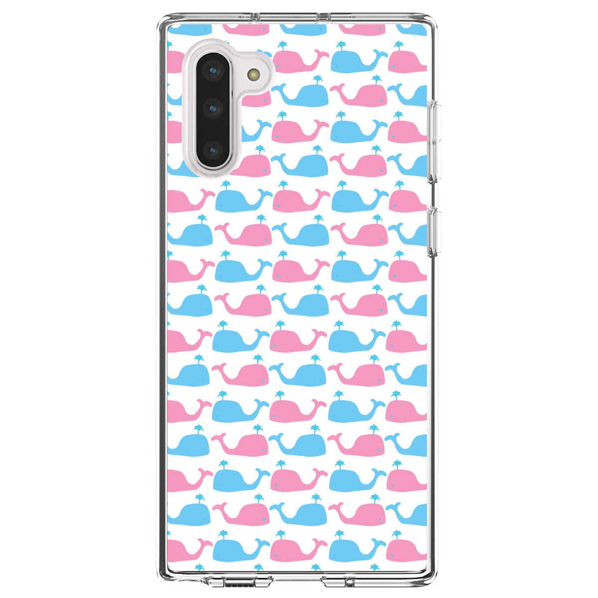 Blue Pink Cartoon Whales Clear Shockproof iPhone Case, view 9