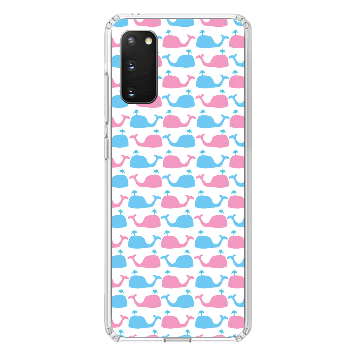 Blue Pink Cartoon Whales Clear Shockproof iPhone Case, view 14