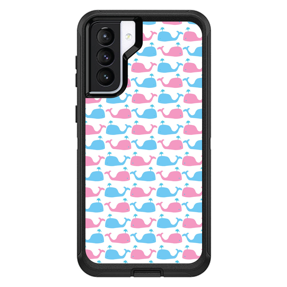 Blue Pink Cartoon Whales OtterBox Defender Case for iPhone & Galaxy, view 5