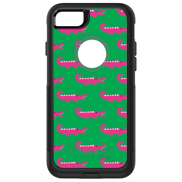 DistinctInk OtterBox Commuter Series Case for Apple iPhone or Samsung Galaxy - Green Pink Alligators