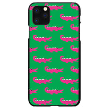 DistinctInk® Hard Plastic Snap-On Case for Apple iPhone or Samsung Galaxy - Green Pink Alligators