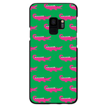 DistinctInk® Hard Plastic Snap-On Case for Apple iPhone or Samsung Galaxy - Green Pink Alligators