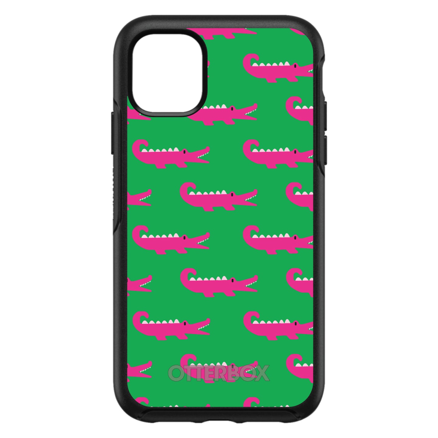 DistinctInk™ OtterBox Symmetry Series Case for Apple iPhone / Samsung Galaxy / Google Pixel - Green Pink Alligators
