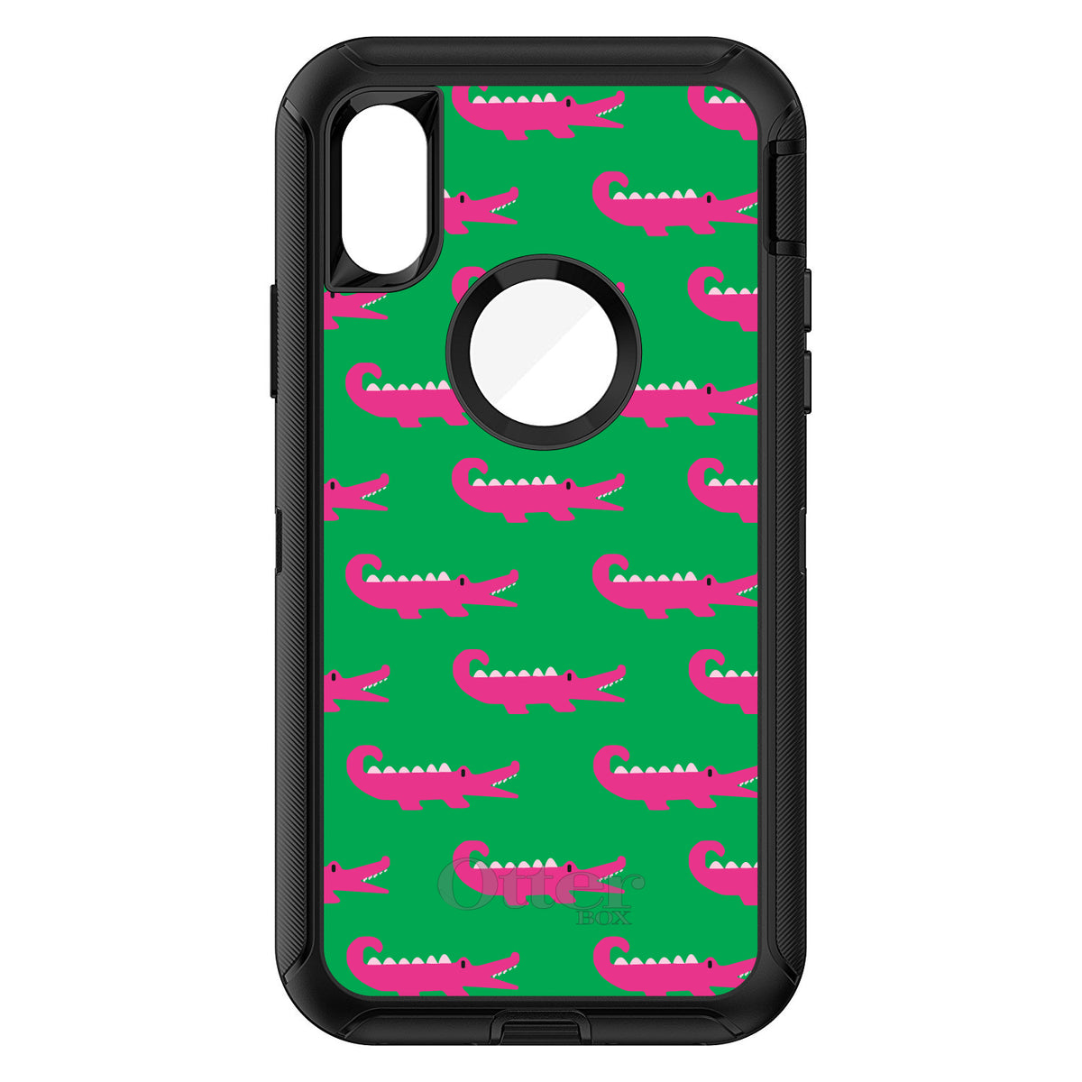 Green Pink Alligators OtterBox Defender Case for iPhone & Galaxy, view 3