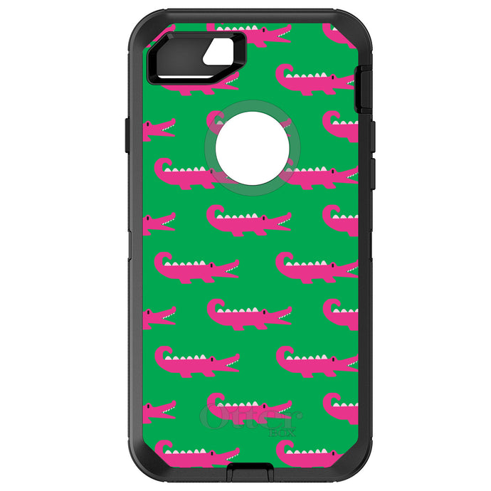 DistinctInk™ OtterBox Defender Series Case for Apple iPhone / Samsung Galaxy / Google Pixel - Green Pink Alligators