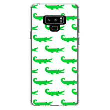 DistinctInk® Clear Shockproof Hybrid Case for Apple iPhone / Samsung Galaxy / Google Pixel - Green White Alligators