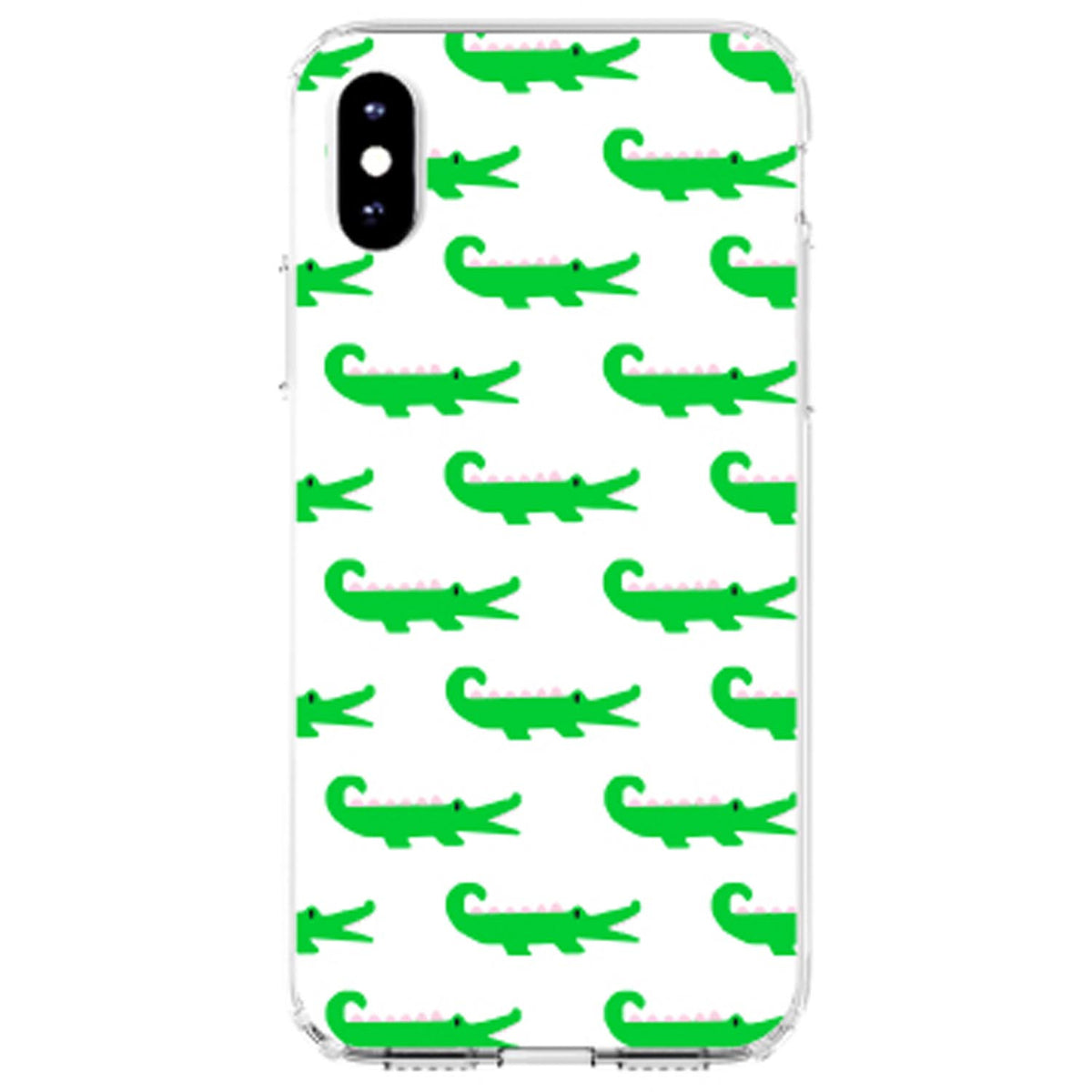 Green White Alligators Clear Shockproof iPhone Case, view 4